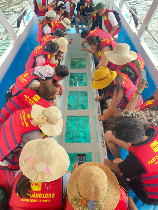 Glass-Bottom Boat Service for Bay Tour and Coral Reef Viewing